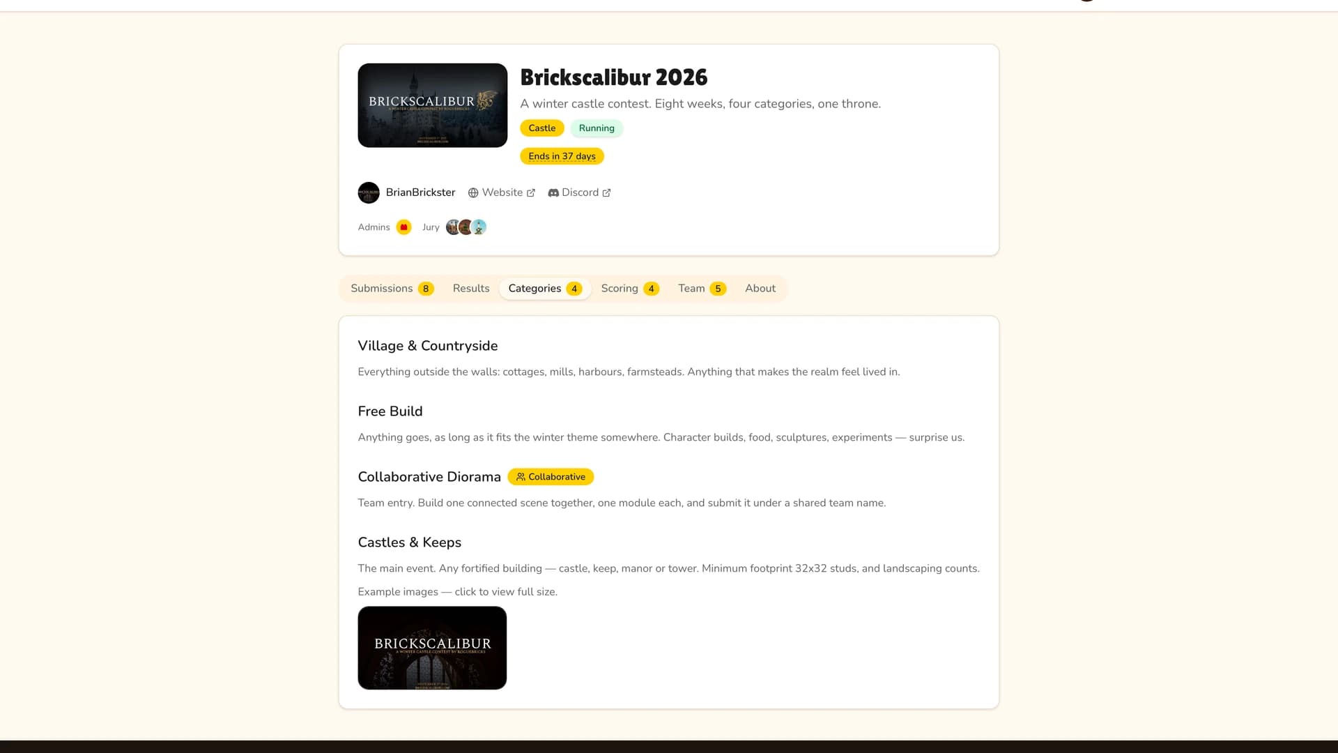 The Categories tab of a contest with one category carrying a Collaborative badge